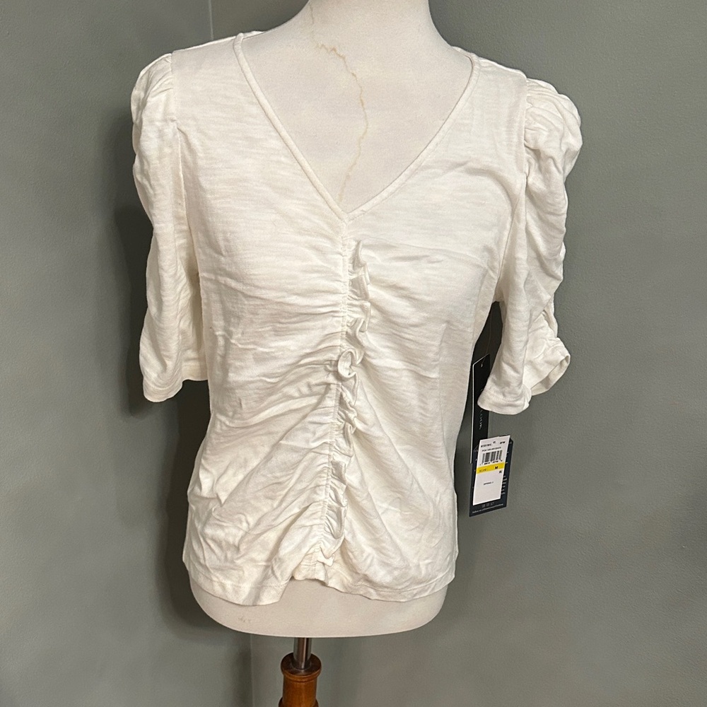 Democracy White Ruched Blouse